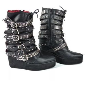 🔥JC Lucius Platform Studded Leather Boots🔥